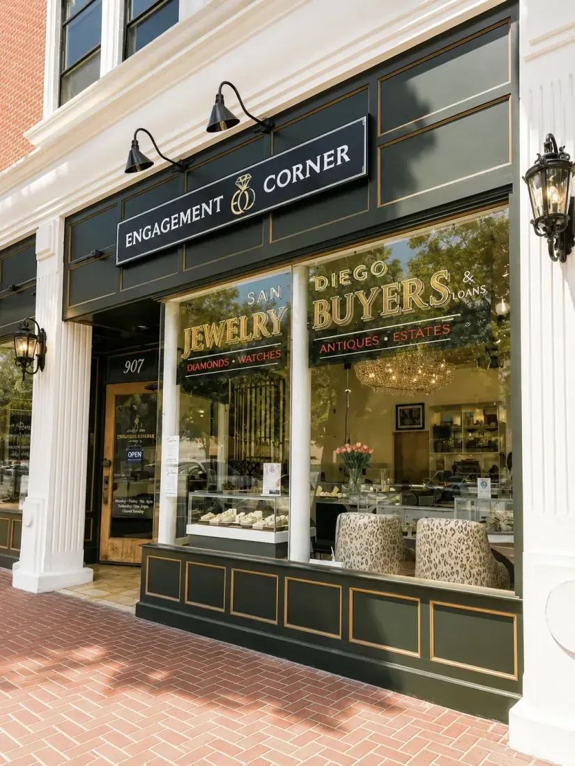 The corner storefront at 6th Avenue, San Diego Jewelry Buyers